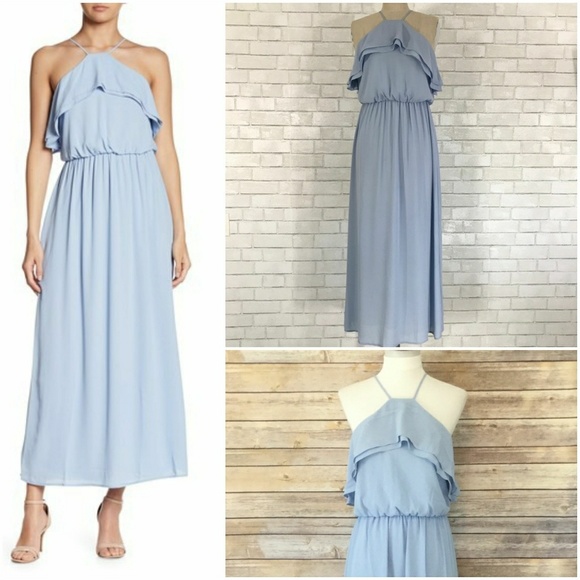 halter ruffle maxi dress